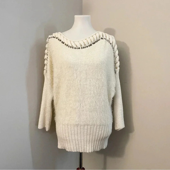 Alberto Makali fur sweater dolman sleeves fall chic boho - Picture 2 of 8